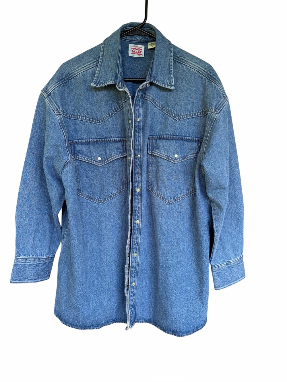 Levi's Men’s Blue Light-Wash Pearl Snap Denim Western Shirt Jacket Mid-Weight